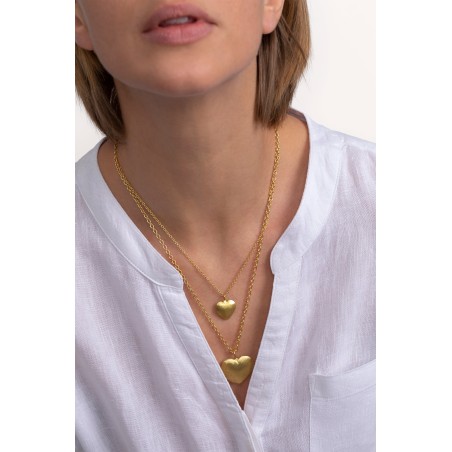 COLLANA 2 CATENE CUORI BOMBATI